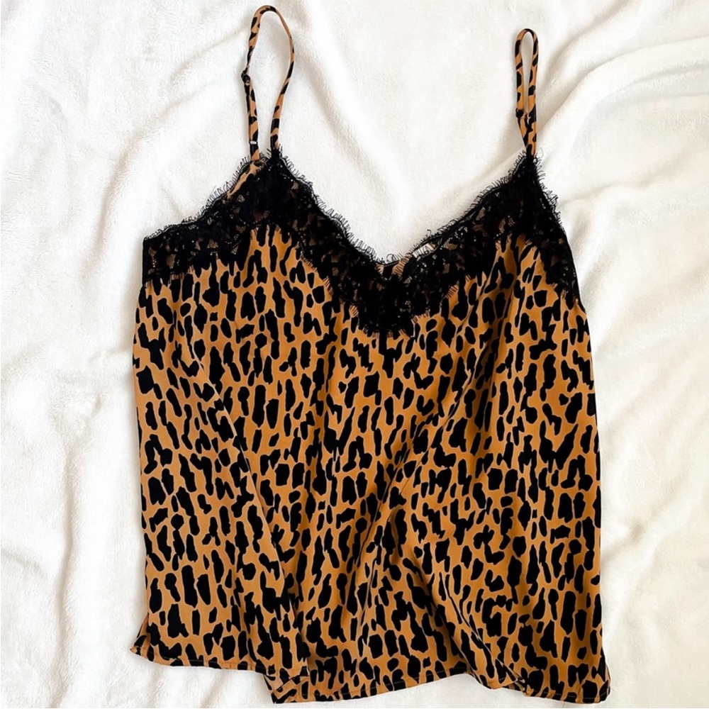 B.P. Leopard Silky Cami with Eyelash Trim